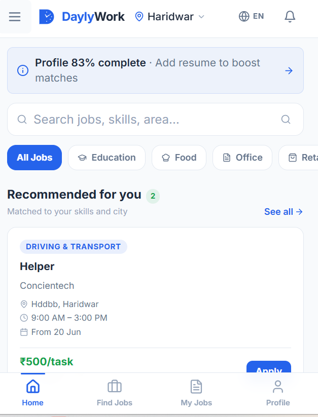 Job Seeker Interface